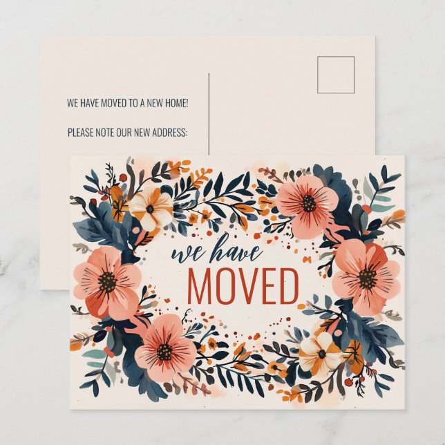 Muted Chic Florals We Have Moved New Address  Postcard (Front/Back)