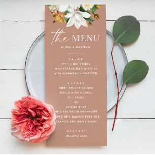 Muted Clay Floral Wedding Garden Botanical Menu