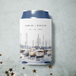 Muted Coastal Boats at Harbour Seascape Wedding Can Cooler<br><div class="desc">Coastal Boats at Harbour Seascape Theme Collection.- it's an elegant script watercolor Illustration of pastel Harbour Side Boats ,  perfect for your harbour destination wedding & parties. It’s very easy to customise,  with your personal details. If you need any other matching product or customisation,  kindly message via Zazzle.</div>