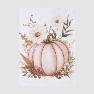 Muted colored fall pumpkin and flowers tissue paper