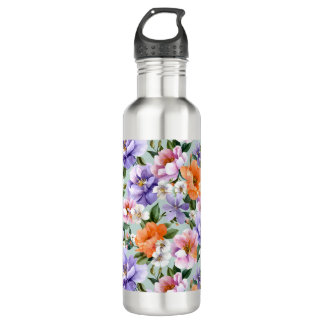 Muted Colorful Flowers Boho flower  710 Ml Water Bottle