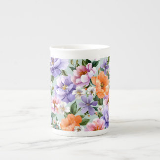 Muted Colorful Flowers Boho flower  Bone China Mug
