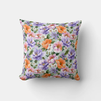 Muted Colorful Flowers Boho flower  Cushion