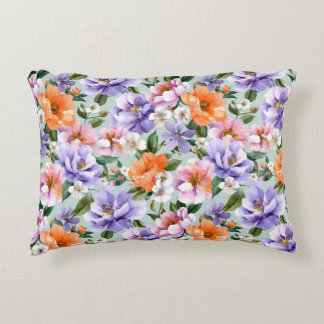 Muted Colorful Flowers Boho flower  Decorative Cushion