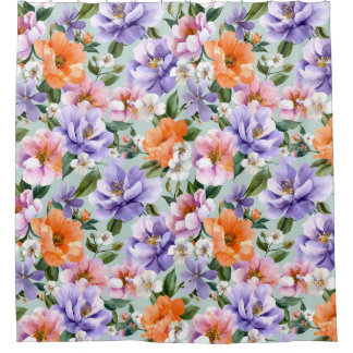 Muted Colorful Flowers Boho flower  Shower Curtain