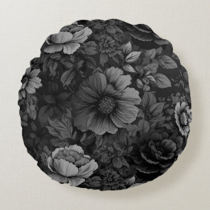 Muted Colour Vintage Floral Print Round Cushion