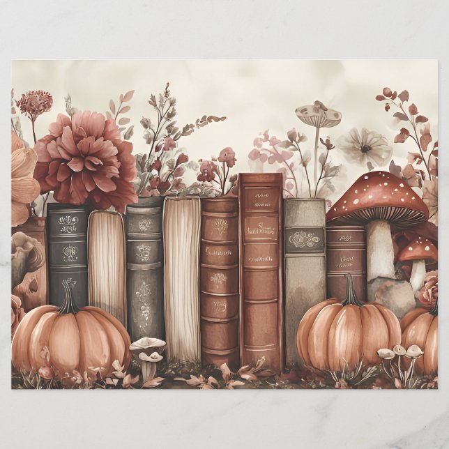 Muted coloured fall pumpkin scrapbook paper (Front)