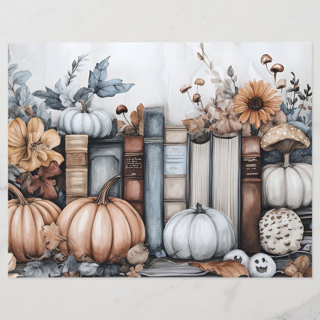 Muted coloured fall pumpkin scrapbook paper (Front)