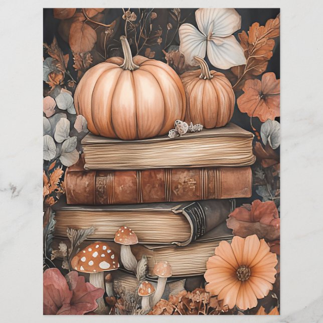 Muted coloured fall pumpkin scrapbook paper (Front)