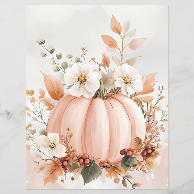 Muted coloured fall pumpkin scrapbook paper (Front)