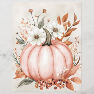 Muted coloured fall pumpkin scrapbook paper