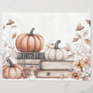 Muted coloured fall pumpkin scrapbook paper