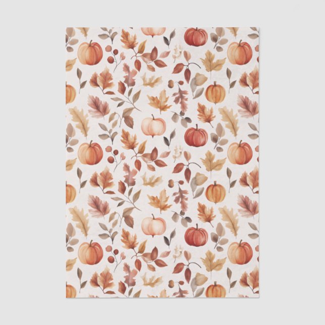 Muted coloured fall themed apples and leaves tissue paper (Front)