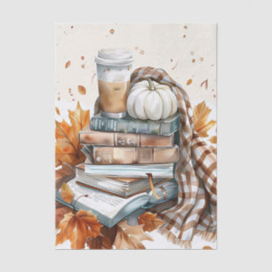 Muted coloured fall themed books and pumpkins tissue paper