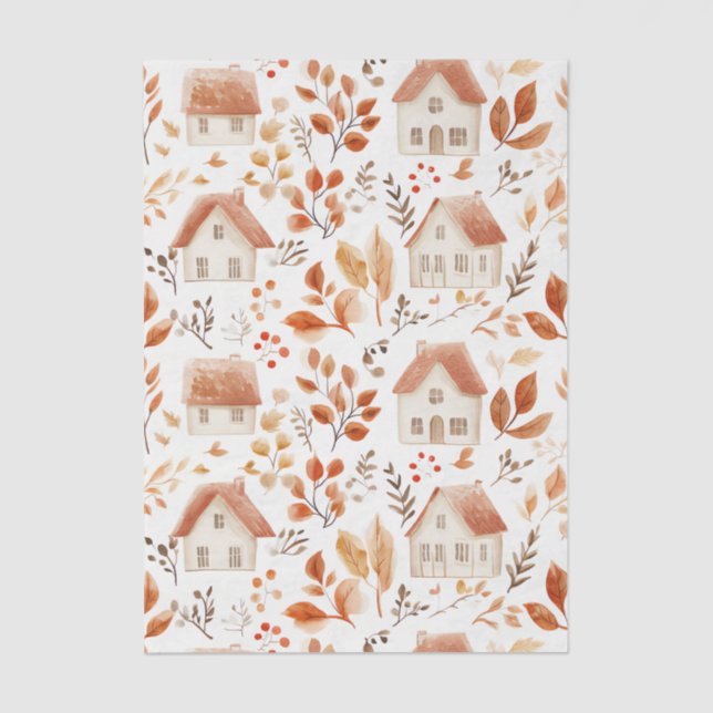 Muted coloured fall themed  tissue paper (Front)