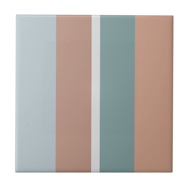 Muted colours stripes ceramic tile (Front)
