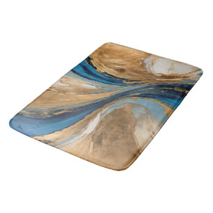 Muted Copper and blue marble abstract Bath Mat