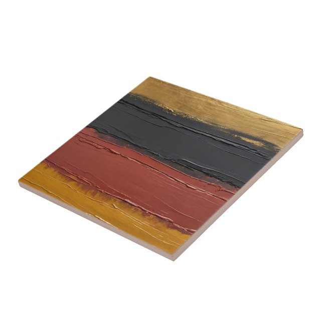 muted copper,  gold ochre, marsala, and charcoal ceramic tile (Side)