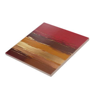 muted copper,  gold ochre, marsala, and red ceramic tile