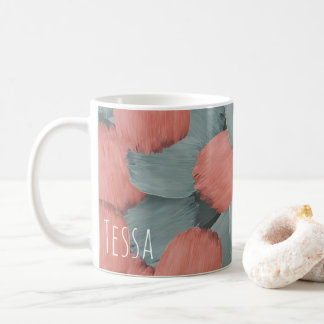 Muted Coral and Sage Brushstroke Coffee Mug