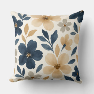 Muted creamy floral pattern cushion