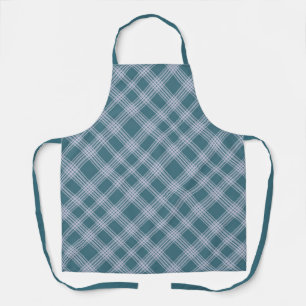 Muted Cyan Plaid Pattern Apron