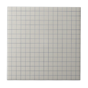 Muted Dusty Grey & Navy Blue Chequered Retro Ceramic Tile