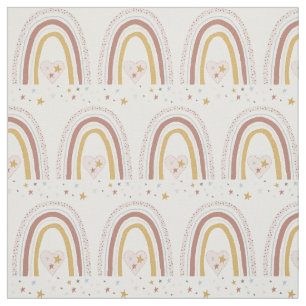 Muted Dusty Pink Gold Rainbow Stars Baby Nursery Fabric
