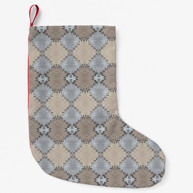 Muted Earth Toned Faux Leather Pattern Small Christmas Stocking (Front)