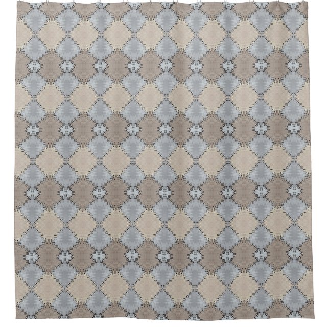 Muted Earth Toned Pattern Shower Curtain (Front)