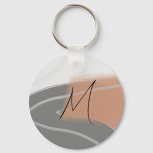 Muted earth tones sun minimalist art key ring
