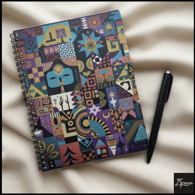 Muted Earthy Folk Art Patchwork Quilt Notebook (Creator Uploaded)