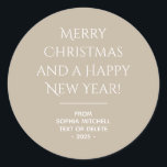 Muted Elegance - Calm Stone Christmas Sticker<br><div class="desc">These elegant, solid calm stone, personalised merry christmas stickers are the perfect way to add a touch of style and sophistication to your holiday gifts. The font used is both elegant and modern. You can customise the entire text, and if you don't need it, you can easily delete it. These...</div>