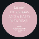 Muted Elegance - Misty Rose Christmas Sticker<br><div class="desc">These elegant, solid misty rose, personalised merry christmas stickers are the perfect way to add a touch of style and sophistication to your holiday gifts. The font used is both elegant and modern. You can customise the entire text, and if you don't need it, you can easily delete it. These...</div>