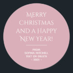 Muted Elegance - Misty Rose Christmas Sticker<br><div class="desc">These elegant, solid misty rose, personalised merry christmas stickers are the perfect way to add a touch of style and sophistication to your holiday gifts. The font used is both elegant and modern. You can customise the entire text, and if you don't need it, you can easily delete it. These...</div>