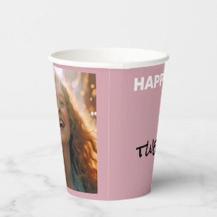 Muted Elegance Misty Rose Happy Birthday Paper Cups