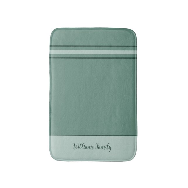 Muted Elegance - Ocean Teal Stripes Bath Mat (Front Vertical)