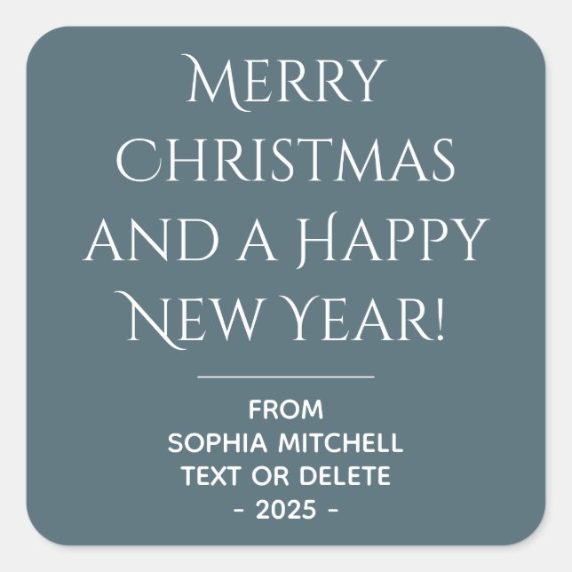 Muted Elegance  Slate Blue Christmas Sticker (Front)