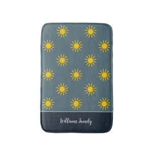 Muted Elegance - Slate Blue Sunburst Bath Mat