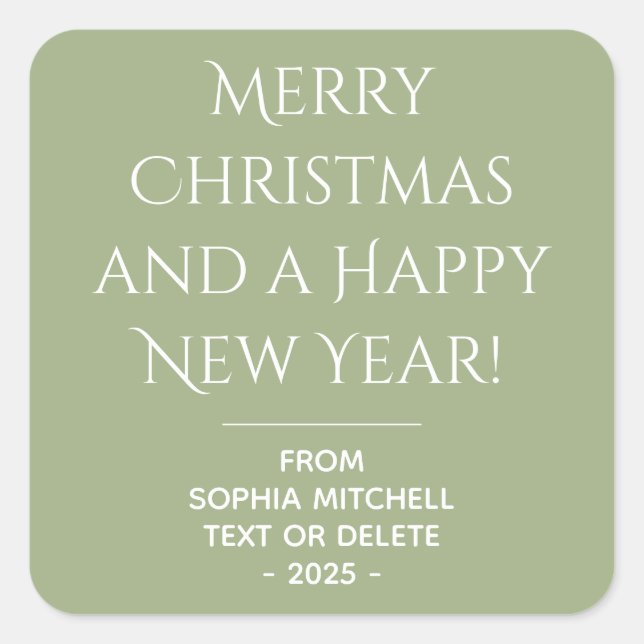 Muted Elegance  Tranquil Sage Christmas Sticker (Front)