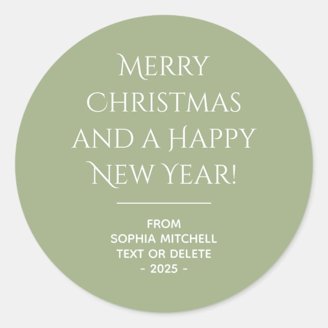Muted Elegance - Tranquil Sage Christmas Sticker (Front)