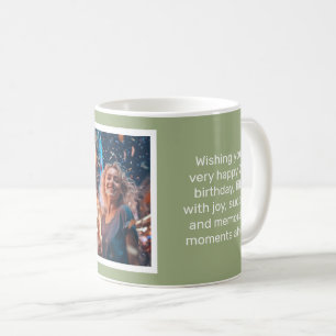 Muted Elegance Tranquil Sage Happy Birthday Card Coffee Mug