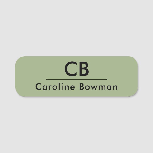Muted Elegance - Tranquil Sage Modern Name Tag (Front)