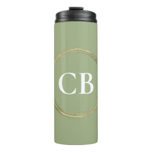 Muted Elegance - Tranquil Sage Monogram  Thermal Tumbler