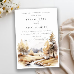 Muted Fall Autumn Landscape Wedding Anniversary Invitation
