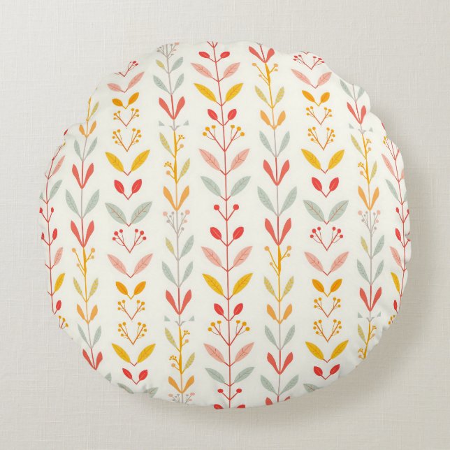 Muted Fall Stripes Round Cushion (Front)