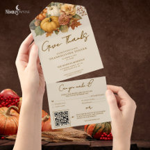 Muted Floral All In One Thanksgiving Invitation