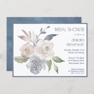 Muted Floral Bouquet   Pastel Rose Bridal Shower Invitation