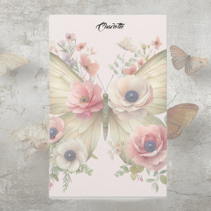 Muted Floral Butterfly Stationery