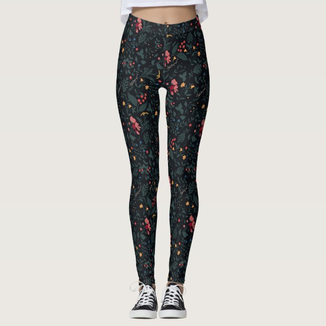 Muted Floral Elegance All-Over Print | by Asarteon Leggings (Front)